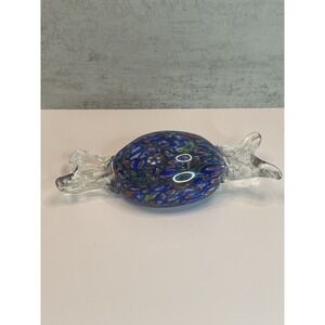 Vtg Handblown Multi Colored Candy Art Glass Paperweight